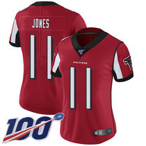 Women's Nike Atlanta Falcons #11 Julio Jones 100th Season Red Vapor Untouchable Limited Authentic Stitched NFL Jersey