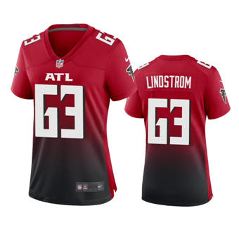Women's Nike Atlanta Falcons #63 Chris Lindstrom Red Game Authentic Stitched NFL Jersey