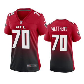 Women's Nike Atlanta Falcons #70 Jake Matthews Red Game Authentic Stitched NFL Jersey