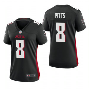 Women's Nike Atlanta Falcons #8 Kyle Pitts 2021 NFL Draft Black Vapor Untouchable Authentic Stitched NFL Jersey