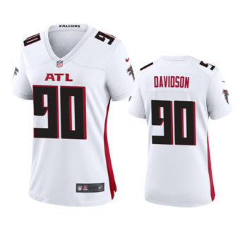 Women's Nike Atlanta Falcons #90 Marlon Davidson White Game Authentic Stitched NFL Jersey