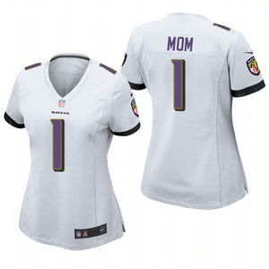 Women's Nike Baltimore Ravens #1 Dad White 2021 Mother's Day Authentic Stitched NFL Jersey