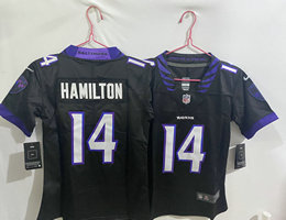 Women's Nike Baltimore Ravens #14 Kyle Hamilton Black 2026 Authentic Stitched NFL Jersey