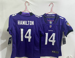 Women's Nike Baltimore Ravens #14 Kyle Hamilton Purple 2026 Authentic Stitched NFL Jersey