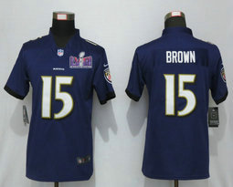 Women's Nike Baltimore Ravens #15 Marquise Brown Purple Vapor Untouchable With 2024 Super Bowl (LVIII ) patch Jersey