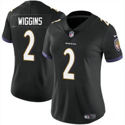 Women's Nike Baltimore Ravens #2 Nate Wiggins Black 2024 Draft Vapor Untouchable Football Jersey