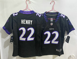 Women's Nike Baltimore Ravens #22 Derrick Henry Black 2026 Authentic Stitched NFL Jersey