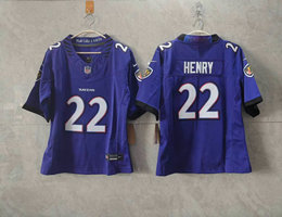 Women's Nike Baltimore Ravens #22 Derrick Henry Purple 2026 Authentic Stitched NFL Jersey