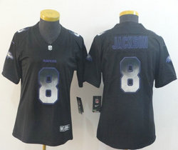 Women's Nike Baltimore Ravens #8 Lamar Jackson Black Smoke Fashion Vapor Untouchable Authentic Stitched NFL jersey