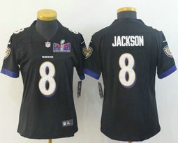 Women's Nike Baltimore Ravens #8 Lamar Jackson Black Vapor Untouchable Authentic stitched NFL jersey