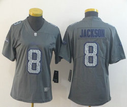 Women's Nike Baltimore Ravens #8 Lamar Jackson Gray Fashion Static Limited Authentic Stitched NFL Jersey