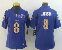 Women's Nike Baltimore Ravens #8 Lamar Jackson Purple Rush Authentic Stitched NFL Jersey