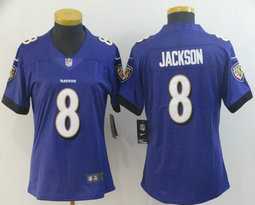 Women's Nike Baltimore Ravens #8 Lamar Jackson Purple Vapor Untouchable Authentic stitched NFL jersey
