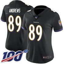 Women's Nike Baltimore Ravens #89 Mark Andrews 100th Season Black Vapor Untouchable Authentic Stitched NFL Jersey
