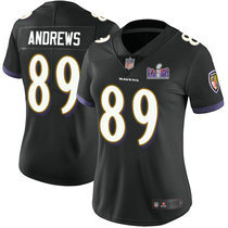 Women's Nike Baltimore Ravens #89 Mark Andrews Black Vapor Untouchable With 2024 Super Bowl (LVIII ) patch Jersey