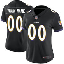 Women's Nike Baltimore Ravens Customized Black Limited Vapor Untouchable Authentic Stitched NFL Jerseys