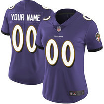 Women's Nike Baltimore Ravens Customized Purple Limited Vapor Untouchable Authentic Stitched NFL Jerseys