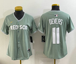 Women's Nike Boston Red Sox #11 Rafael Devers Green 2025 City MLB Jersey