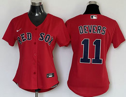 Women's Nike Boston Red Sox #11 Rafael Devers Red Game Authentic Stitched MLB Jersey