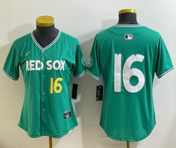 Women's Nike Boston Red Sox #16 Jarren Duran (no name) #16 front Green City Jersey