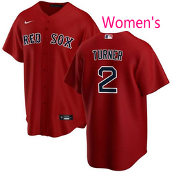 Women's Nike Boston Red Sox #2 Justin Turner Red Game Authentic stitched MLB jersey
