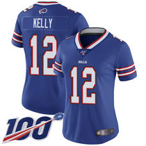 Women's Nike Buffalo Bills #12 Jim Kelly 100th Season Blue Vapor Untouchable Limited Authentic stitched NFL jerseys