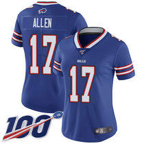 Women's Nike Buffalo Bills #17 Josh Allen 100th Season Royal Vapor Untouchable Authentic stitched NFL jersey