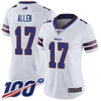 Women's Nike Buffalo Bills #17 Josh Allen 100th Season White Vapor Untouchable Authentic stitched NFL jersey