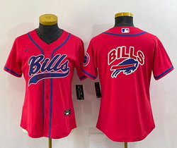 Women's Nike Buffalo Bills Blank Red Joint Big Logo Authentic Stitched baseball jersey