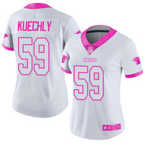 Women's Nike Carolina Panthers #59 Luke Kuechly Limited White Pink Rush Fashion NFL Jersey