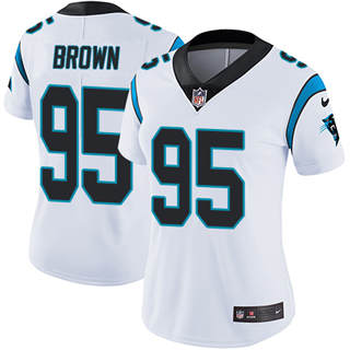 Women's Nike Carolina Panthers #95 Derrick Brown White Vapor Untouchable Authentic Stitched NFL Jerseys