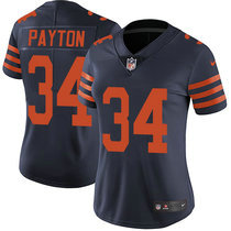 Women's Nike Chicago Bears #34 Walter Payton Navy Blue orange number Vapor Untouchable Authentic stitched NFL jersey