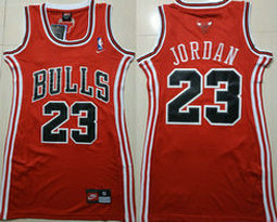 Women's Nike Chicago Bulls #23 Michael Jordan Red Authentic NBA Dress