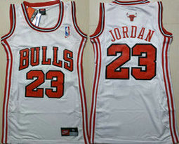 Women's Nike Chicago Bulls #23 Michael Jordan White Authentic NBA Dress