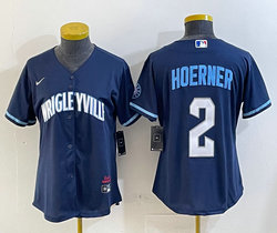 Women's Nike Chicago Cubs #2 Nico Hoerner Blue City Authentic Stitched MLB jersey
