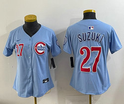 Women's Nike Chicago Cubs #27 Seiya Suzuki Light Blue 2nd MLB Jersey