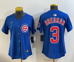 Women's Nike Chicago Cubs #3 Alex Bregman Blue Authentic stitched MLB jersey
