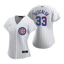 Women's Nike Chicago Cubs #33 Daniel Descalso White Game Authentic Stitched MLB Jersey