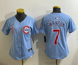 Women's Nike Chicago Cubs #7 Dansby Swanson Baby Blue 2nd Jersey