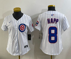 Women's Nike Chicago Cubs #8 Ian Happ White Authentic Stitched MLB Jersey