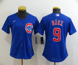 Women's Nike Chicago Cubs #9 Javier Baez Blue Game Authentic Stitched MLB Jersey