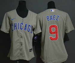 Women's Nike Chicago Cubs #9 Javier Baez gray Game Authentic Stitched MLB Jersey