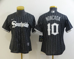 Women's Nike Chicago White Sox #10 Yoan Moncada Black 2021 City Game Authentic Stitched MLB Jersey