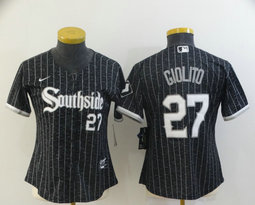 Women's Nike Chicago White Sox #27 Lucas Giolito Black 2021 City Authentic Stitched MLB Jersey