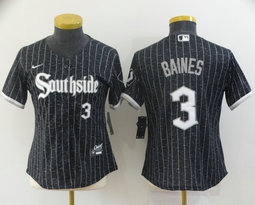 Women's Nike Chicago White Sox #3 Harold Baines Black 2021 City Game Authentic Stitched MLB Jersey