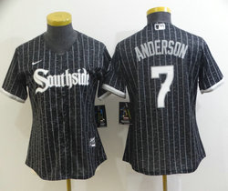 Women's Nike Chicago White Sox #7 Tim Anderson Black 2021 City Game Authentic Stitched MLB Jersey