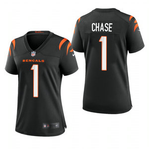Women's Nike Cincinnati Bengals #1 Ja'Marr Chase Black 2021 NFL Draft Vapor Untouchable NFL Jersey