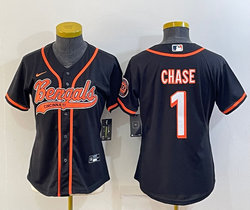 Women's Nike Cincinnati Bengals #1 Ja'Marr Chase Black Joint Authentic Stitched baseball jersey