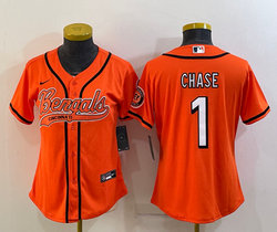 Women's Nike Cincinnati Bengals #1 Ja'Marr Chase Orange Joint Authentic Stitched baseball jersey