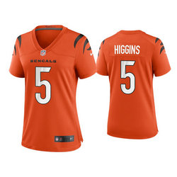 Women's Nike Cincinnati Bengals #5 Tee Higgins Orange Vapor Untouchable Stitched Football Jersey
